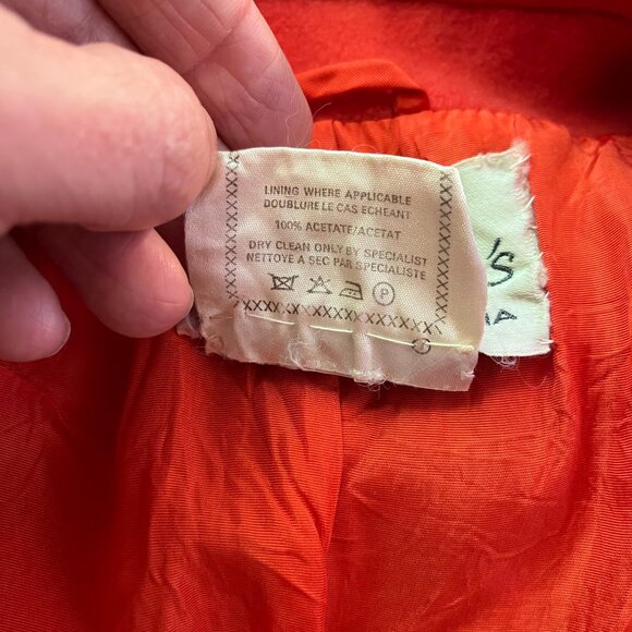 Vintage Robinson's Made in England Wool Coat Orange-Red *Flaws - Picture 3 of 15